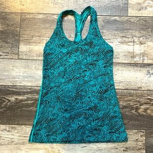 Lululemon Cool Racerback Tank Top, Green and Black, Size 6